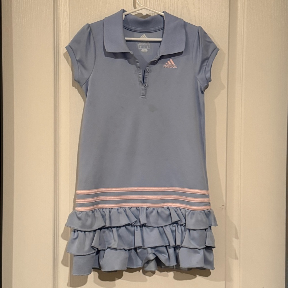 Adidas Blue Ruffled Tiered Polo Dress